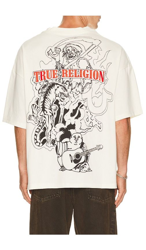 Short Sleeve Tiger Logo Oversized Tee in White. - size L (also in M, S, XL/1X) - True Religion - Modalova