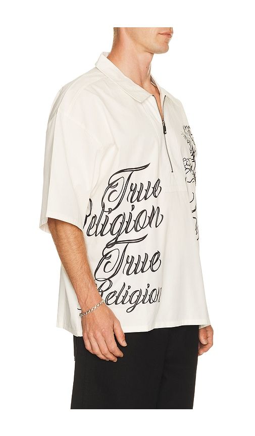 Half Zip Tiger Short Sleeve Shirt in White. - size L (also in M) - True Religion - Modalova