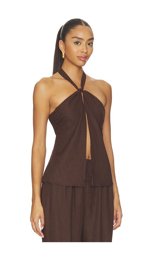 Kai Linen Top in Chocolate. - size L (also in M, S, XXS) - Tularosa - Modalova
