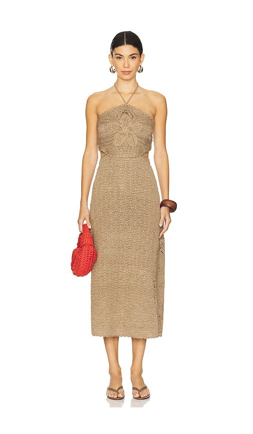 Clara Knit Midi Dress in Brown. - size L (also in M, S) - AMUR - Modalova