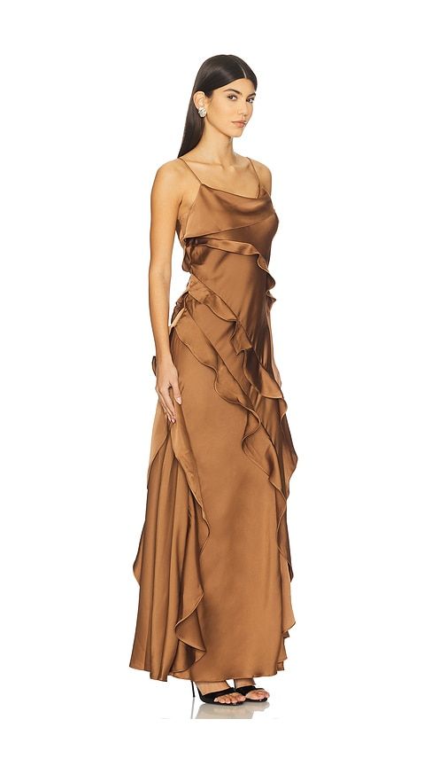 Ellen Ruffle Gown in Brown. - size 0 (also in 6) - AMUR - Modalova