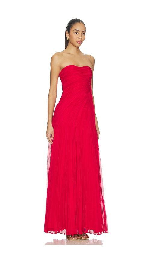 Elea Asymmetrical Pleated Gown in Red. - size 10 (also in 12) - AMUR - Modalova
