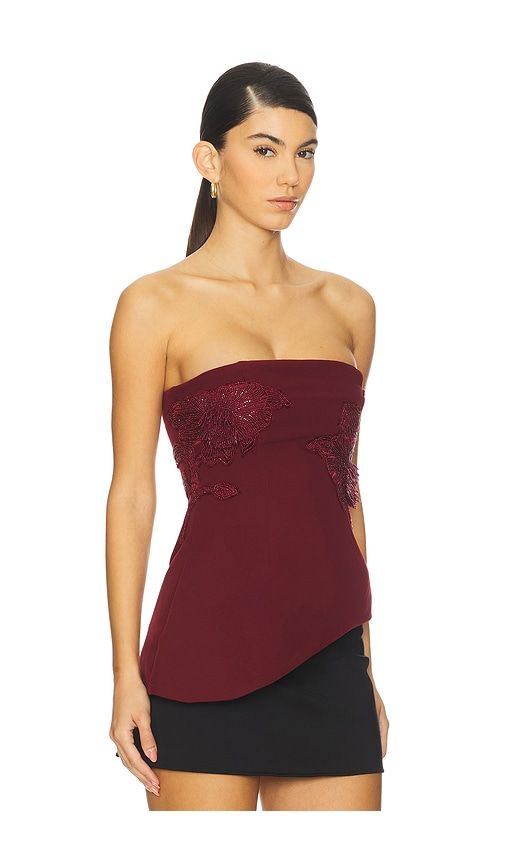 Ardell Beaded Floral Top in Burgundy. - size 0 (also in 6) - AMUR - Modalova