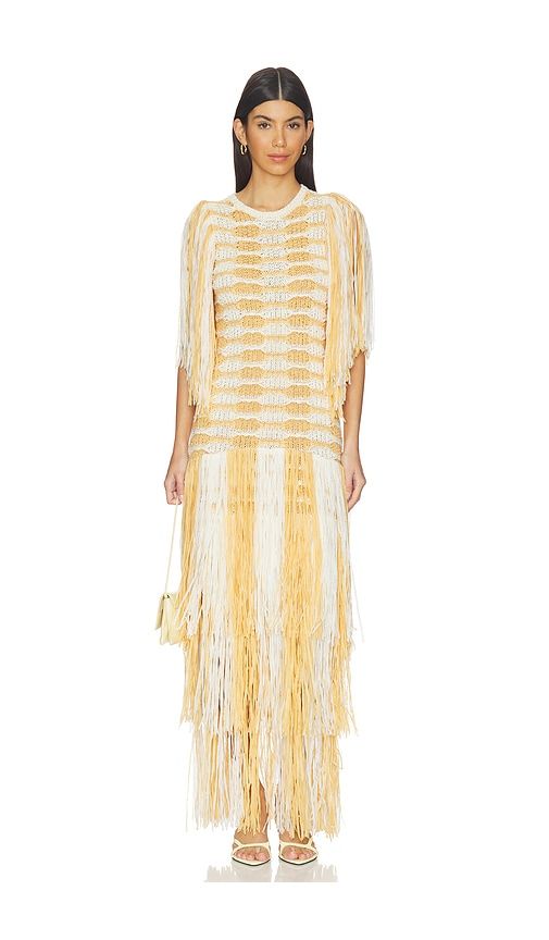 Silvia Fringe Knit Dress in Yellow,White. - size L (also in M, S, XL) - Ulla Johnson - Modalova