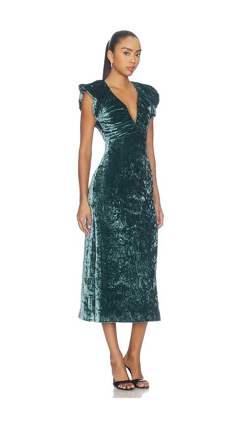 Astra V-neck Velvet Dress in Green. - size 0 (also in 00, 2, 6) - Ulla Johnson - Modalova