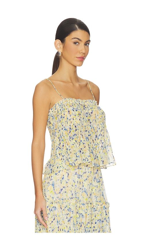 Florian Silk Tank Top in Yellow,Blue. - size 12 (also in 8) - Ulla Johnson - Modalova