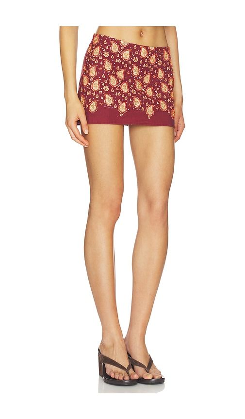 X REVOLVE Beaded Paisley Mini Skirt in Burgundy. - size L (also in M, S, XS) - Understated Leather - Modalova