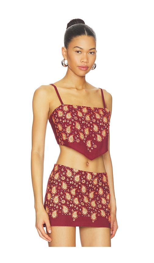 X REVOLVE Beaded Paisley Top in Burgundy. - size L (also in M, S, XL, XS) - Understated Leather - Modalova