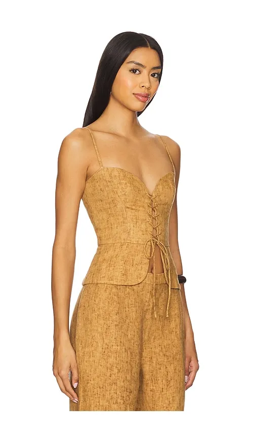Josie Linen Top in Tan. - size M (also in S) - Usisi Sister - Modalova