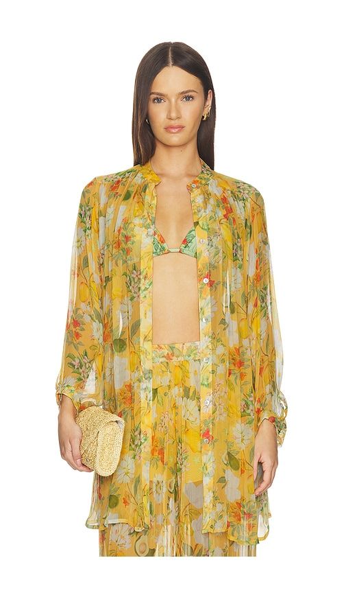 Boho Mini Shirt Dress in Mustard. - size L (also in M, S) - Verandah - Modalova