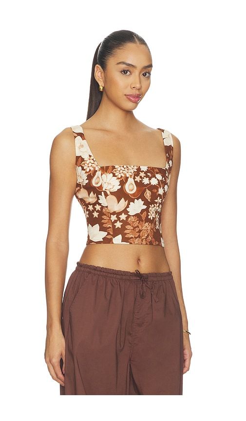 Square Neck Crop Blouse in Chocolate. - size L (also in M, S, XL, XS) - Verandah - Modalova