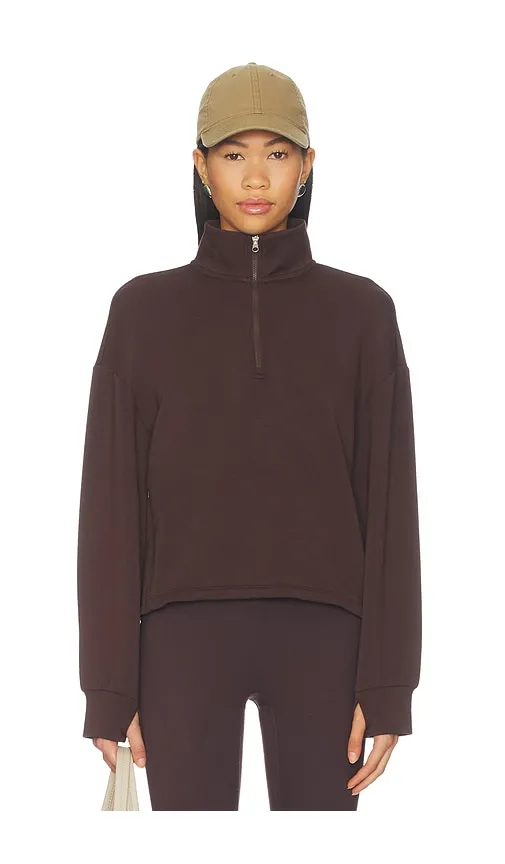 Sian Cropped Half Zip Midlayer in Brown. - size L (also in M, XL) - Varley - Modalova