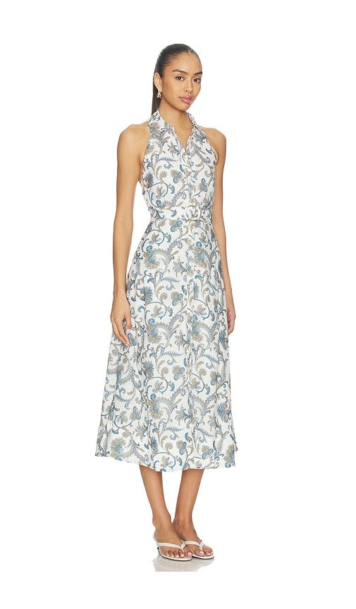 Mackey Dress With Smocking in White,Blue. - size 4 (also in 6, 8) - Veronica Beard - Modalova