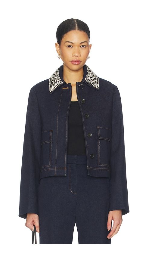 Embellished Barrington Jacket in Blue. - size 2 (also in 4, 6) - Veronica Beard - Modalova