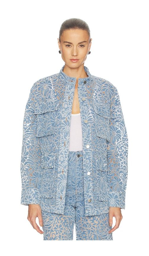 Lane Jacket W/ Burnout Floral in Blue. - size L (also in M, S, XS) - Veronica Beard - Modalova