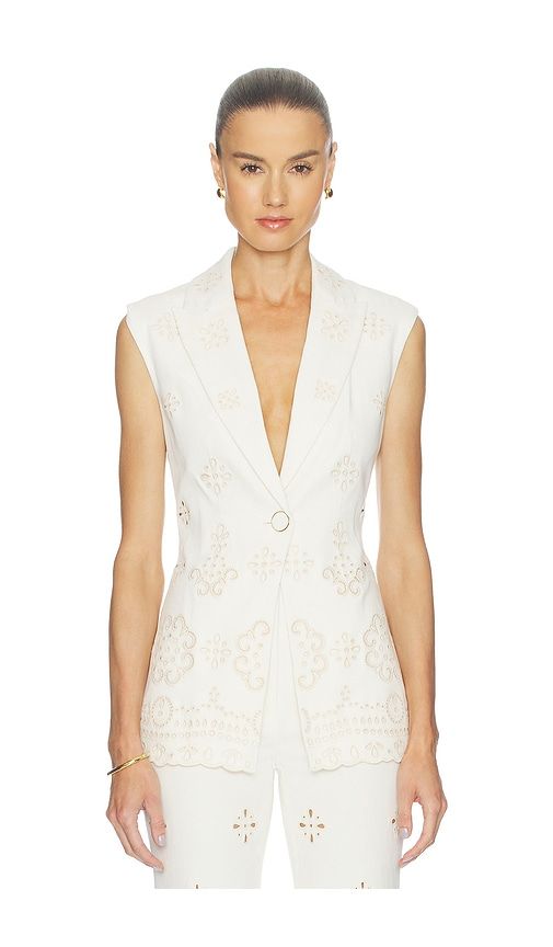 Townes Vest in White. - size 0 (also in 00, 10, 2, 4, 6, 8) - Veronica Beard - Modalova