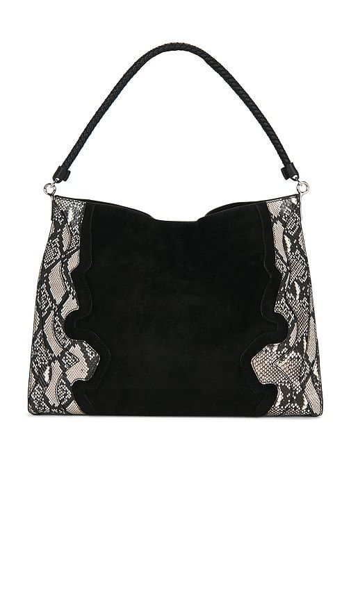 Snake Embossed Vida Hobo Bag in Black - Veronica Beard - Modalova