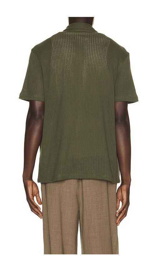 Pointelle Short Sleeve Button Down Shirt in Green. - size S (also in L, XL/1X, XXL/2X) - Vince - Modalova
