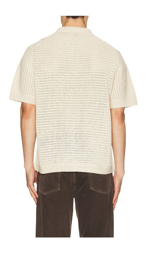 Stripe Crochet Short Sleeve Button Down Shirt in Cream. - size S (also in M, L, XL/1X, XXL/2X) - Vince - Modalova