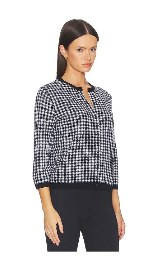Gingham 3/4 Sleeve Cardi in ,White. - size L (also in S, XS) - Vince - Modalova