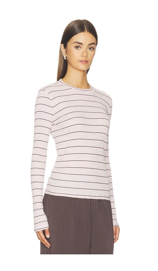 Rib Stripe Long Sleeve Crew in Multi. - size L (also in M, S, XS) - Vince - Modalova
