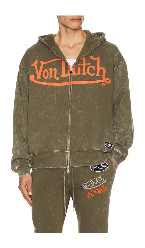 Oversized Zip Hoodie in Green. - size L (also in M, S) - Von Dutch - Modalova