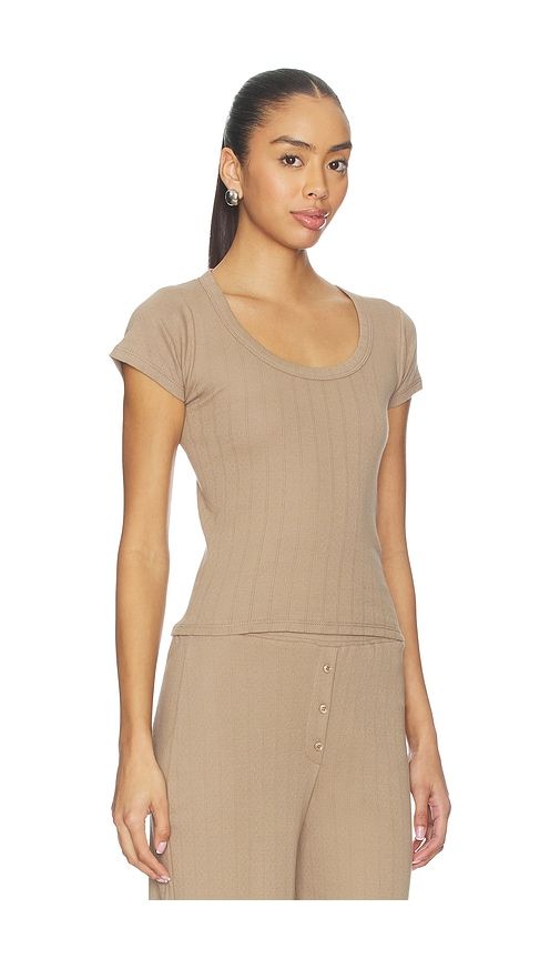 Pointelle Scoop Tee in Brown. - size S (also in XS) - VIR VITA - Modalova