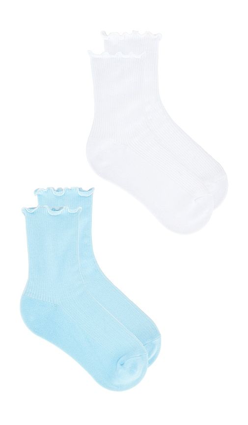 Ruffle Sock 2 Pack in Blue - WellBeing + BeingWell - Modalova