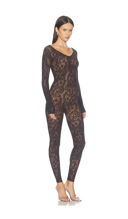 Infinite Rose Net Jumpsuit in Chocolate. - size L (also in M, S, XS) - Wolford - Modalova
