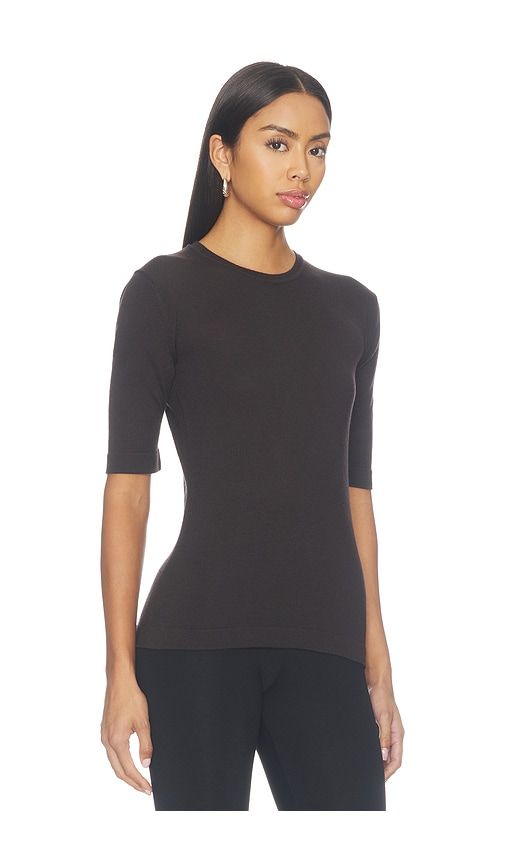 Merino Knit Short Sleeve Top in Chocolate. - size L (also in M, S, XS) - Wolford - Modalova