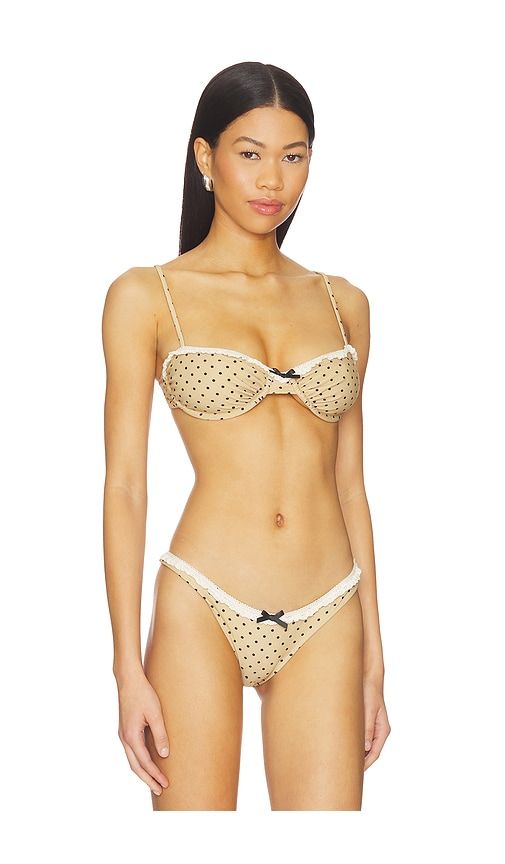 Jeanie Polka Dot Bikini Top in Beige. - size L (also in M, XL) - With Jean - Modalova