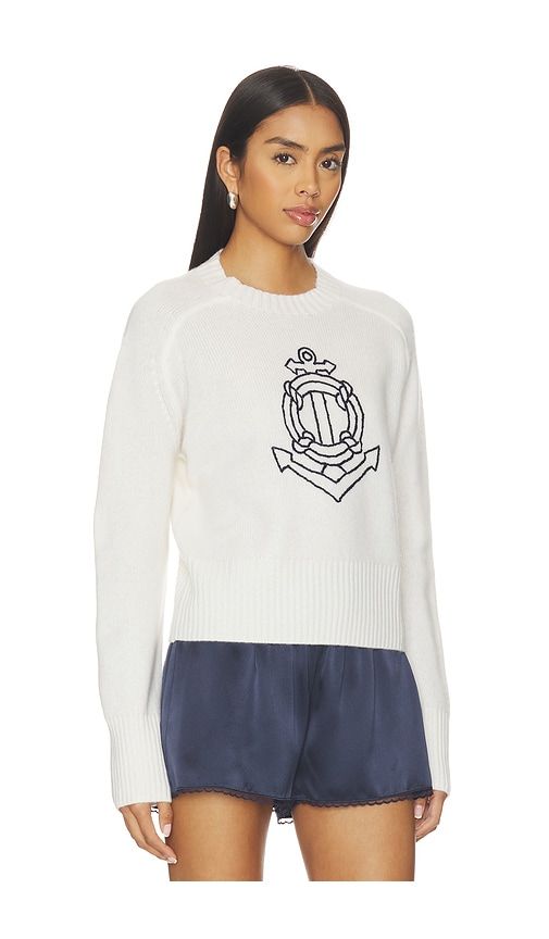 Featherweight Cashmere Nautical Embroidered Sweater in White. - size L (also in M, S) - White & Warren - Modalova