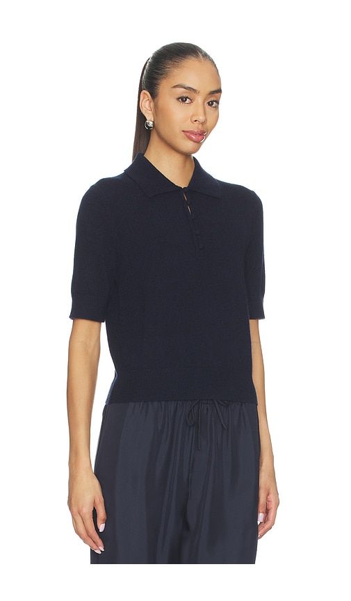 Cashmere Button Polo in Navy. - size L (also in M, XS) - White & Warren - Modalova
