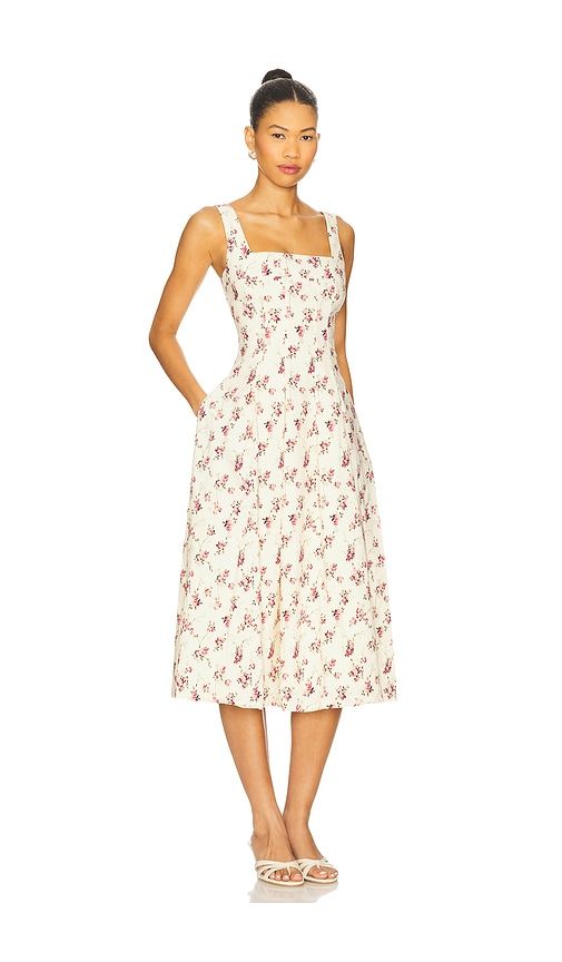 X REVOLVE Corset Pleated Midi Dress in Cream. - size 0 (also in 2) - WeWoreWhat - Modalova