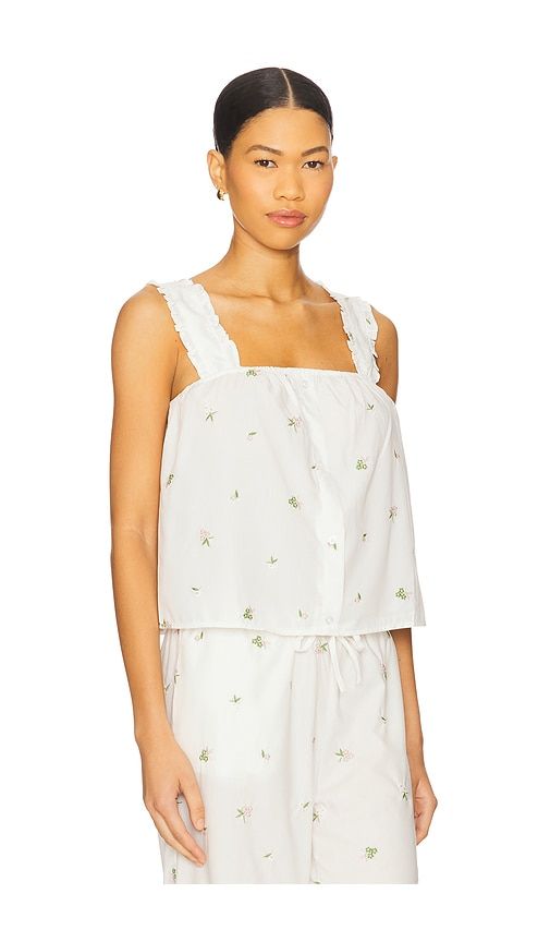 Ruffle Button Front Tank in Ivory. - size M (also in S) - WeWoreWhat - Modalova