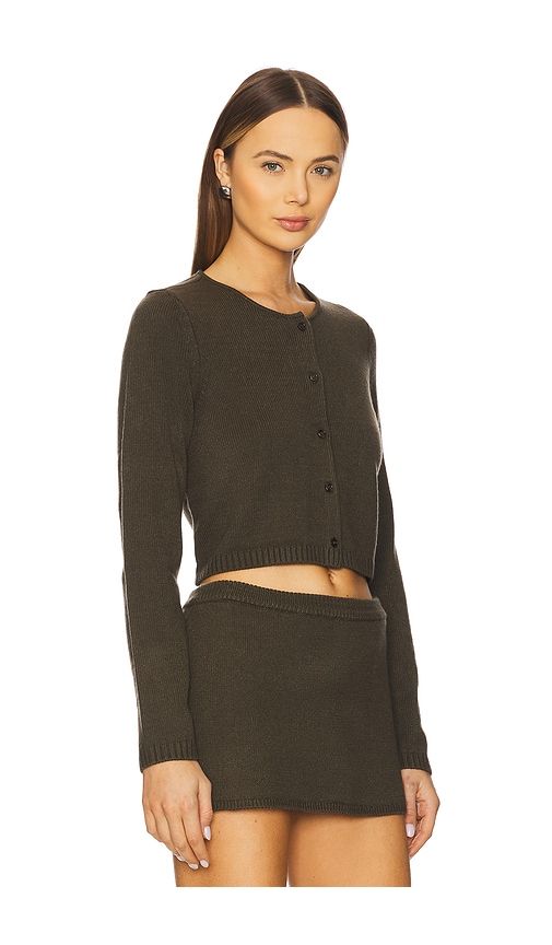 Fitted Crewneck Cardigan in Olive. - size M (also in XL, XS, XXS) - WeWoreWhat - Modalova