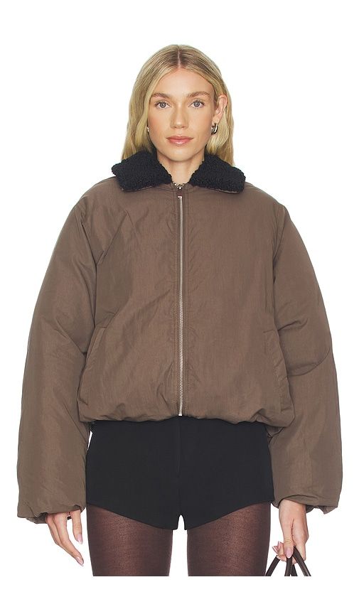 Faux Fur Collar Balloon Jacket in Brown. - size S (also in XS) - WeWoreWhat - Modalova