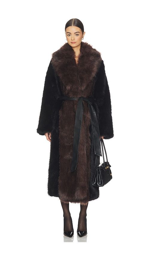 Faux Fur Belted Jacket in ,Chocolate. - size L (also in M) - WeWoreWhat - Modalova