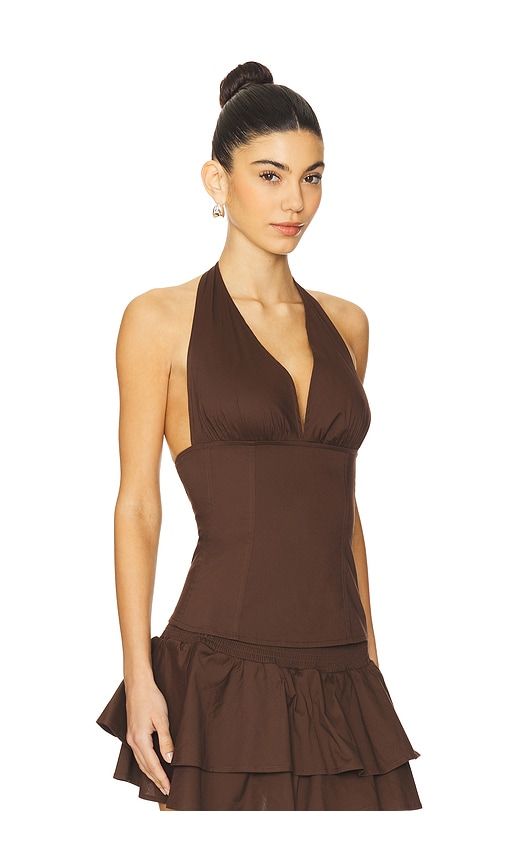 Halter Neck Corset Top in Brown. - size L (also in M, S, XL, XS) - WeWoreWhat - Modalova