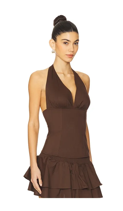 Halter Neck Corset Top in Brown. - size L (also in M, XL, XS) - WeWoreWhat - Modalova