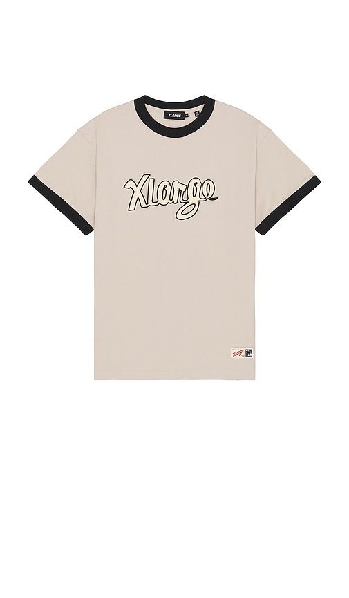 Retro Script Logo Ringer Tee in Cream. - size L (also in M) - XLARGE - Modalova