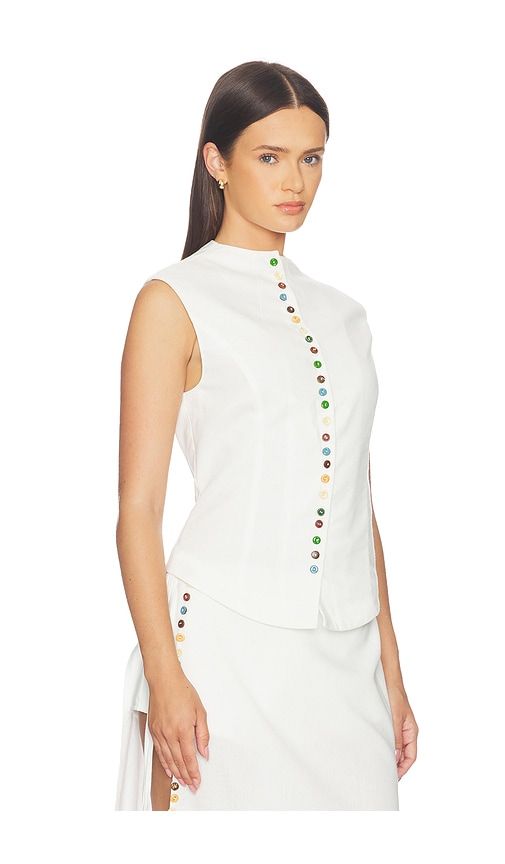Quinn Linen Top in White. - size L (also in M, S, XS) - Yellow The Label - Modalova