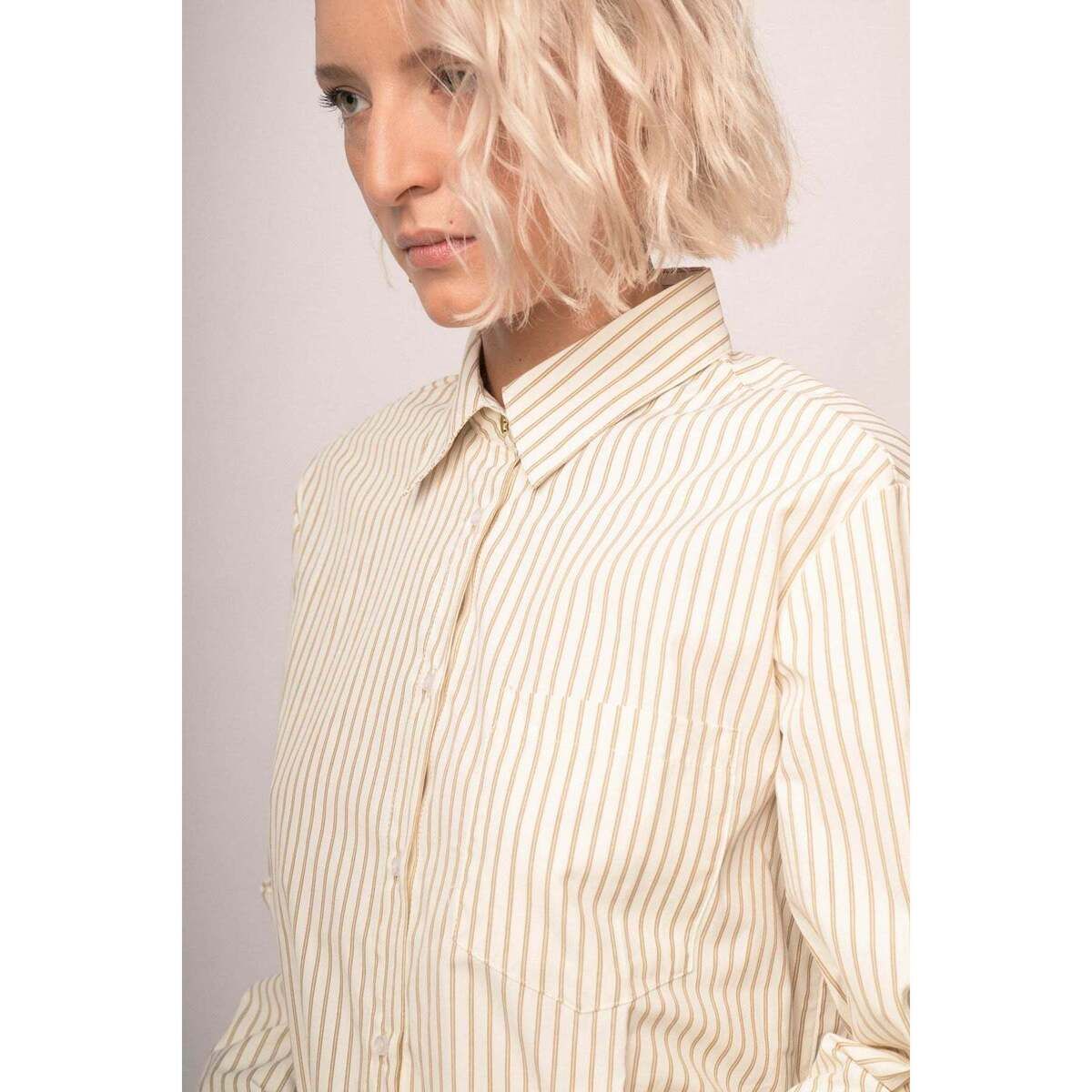 Camicia Camicia misto cotone avorio/beige con bottoni a cuore - Nuna Lie - Modalova