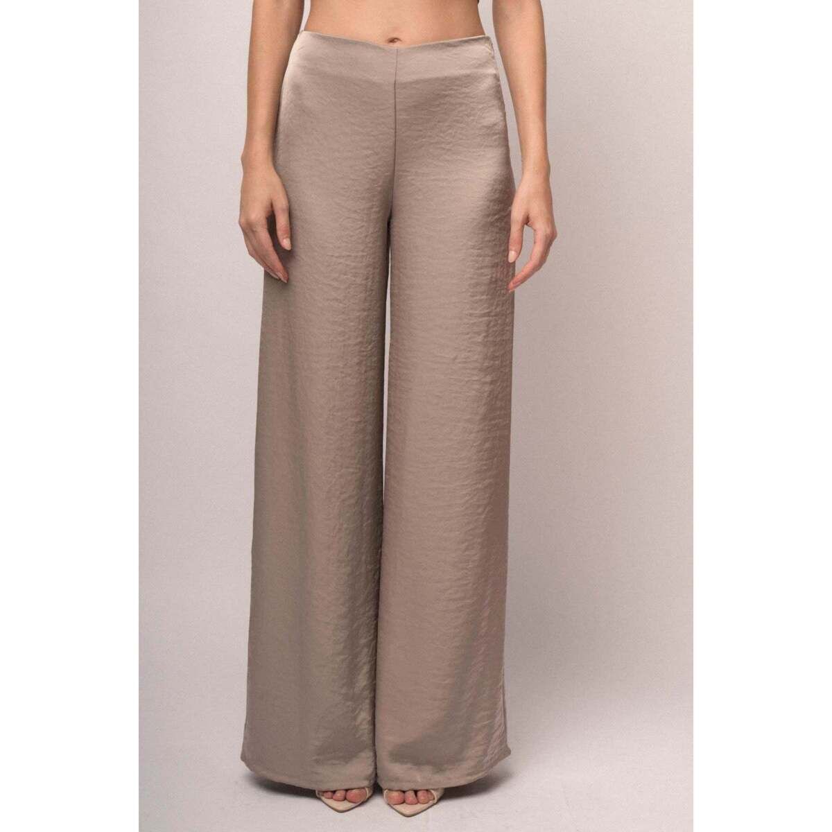 Pantaloni Pantaloni palazzo in raso tortora - Nuna Lie - Modalova