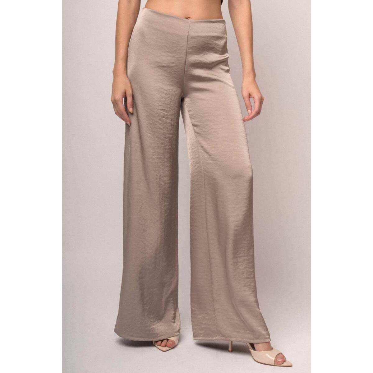 Pantaloni Pantaloni palazzo in raso tortora - Nuna Lie - Modalova
