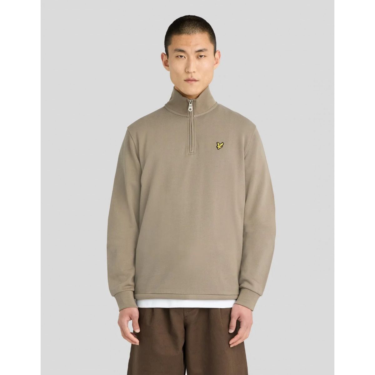 Felpa ML2022V LOOPBACK QUARTER ZIP SWEAT-X569 KHAKI ASH - Lyle & Scott - Modalova