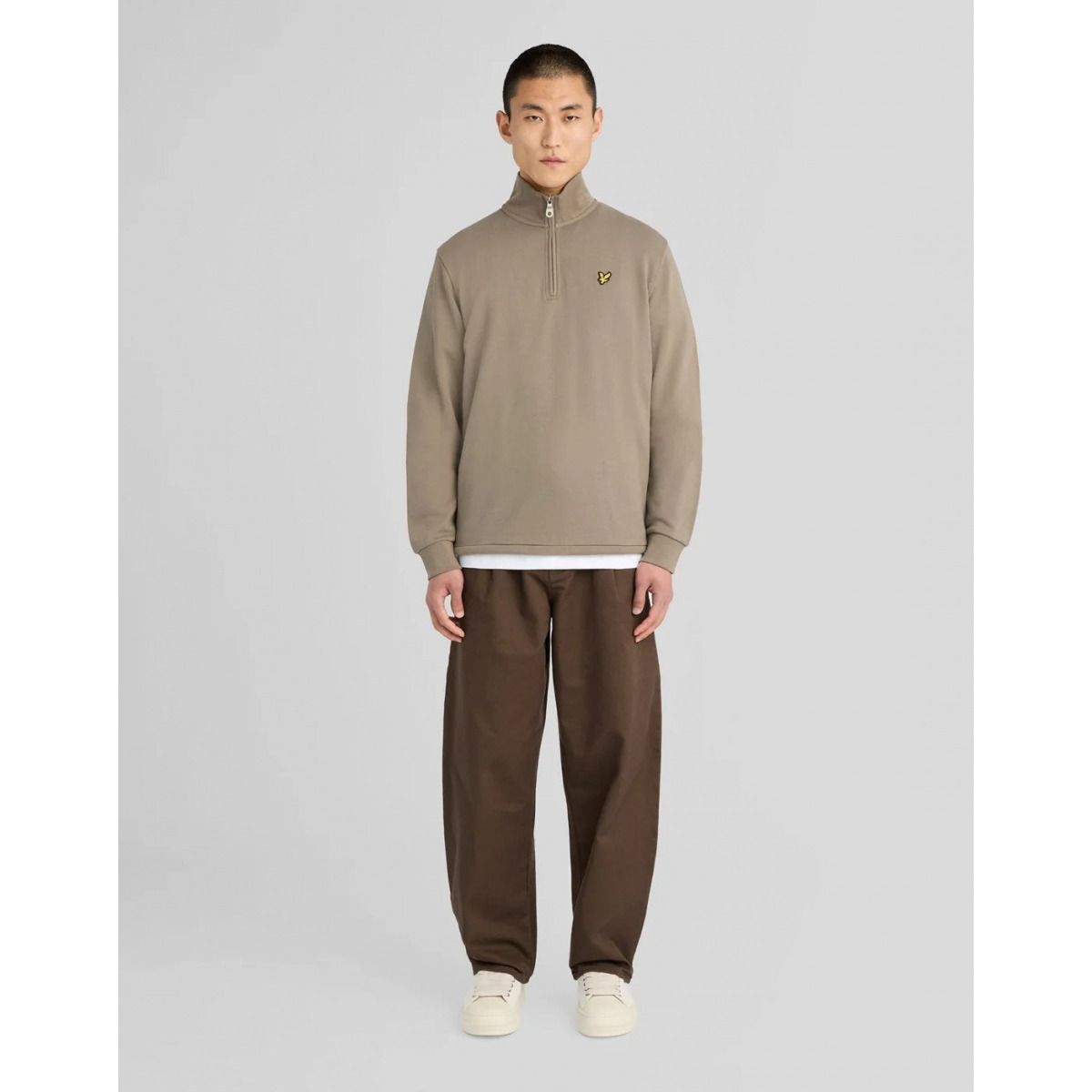 Felpa ML2022V LOOPBACK QUARTER ZIP SWEAT-X569 KHAKI ASH - Lyle & Scott - Modalova
