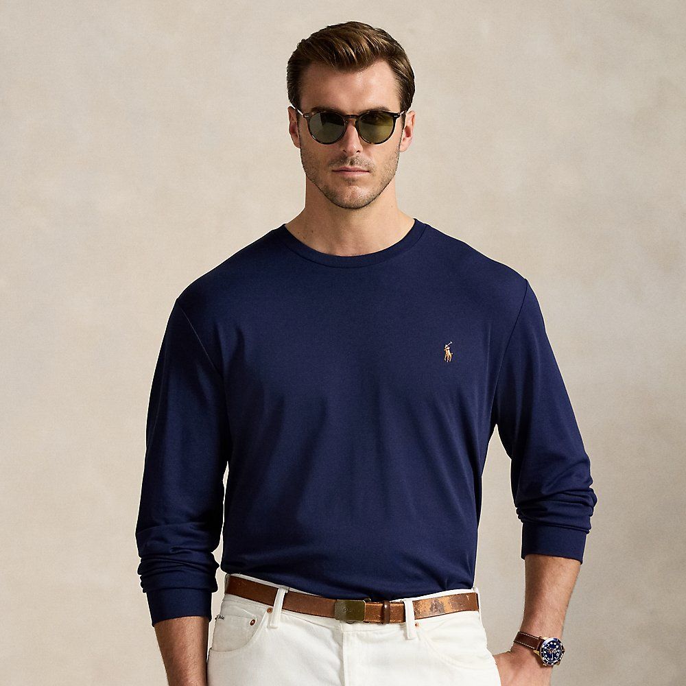Soft Cotton Long-Sleeve T-Shirt - Big & Tall - Modalova