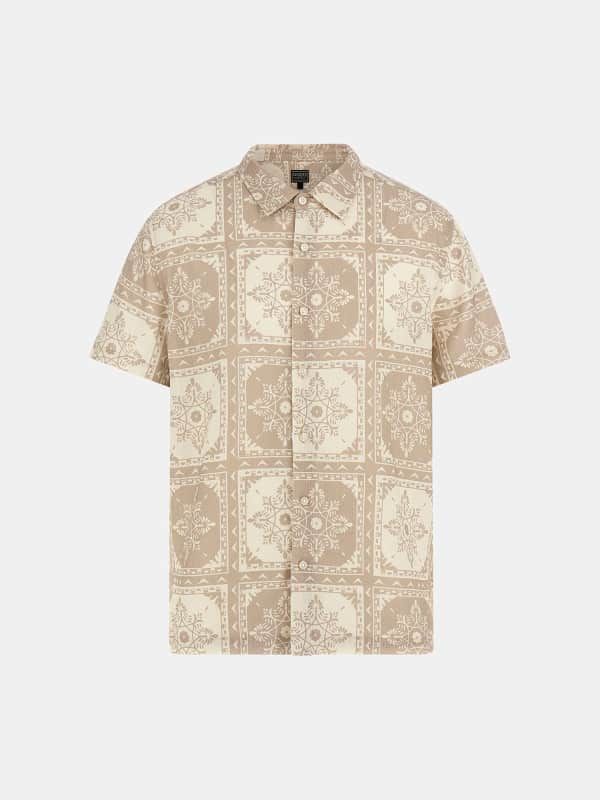 Camisa Estampada De Mezcla De Lino - Guess - Modalova