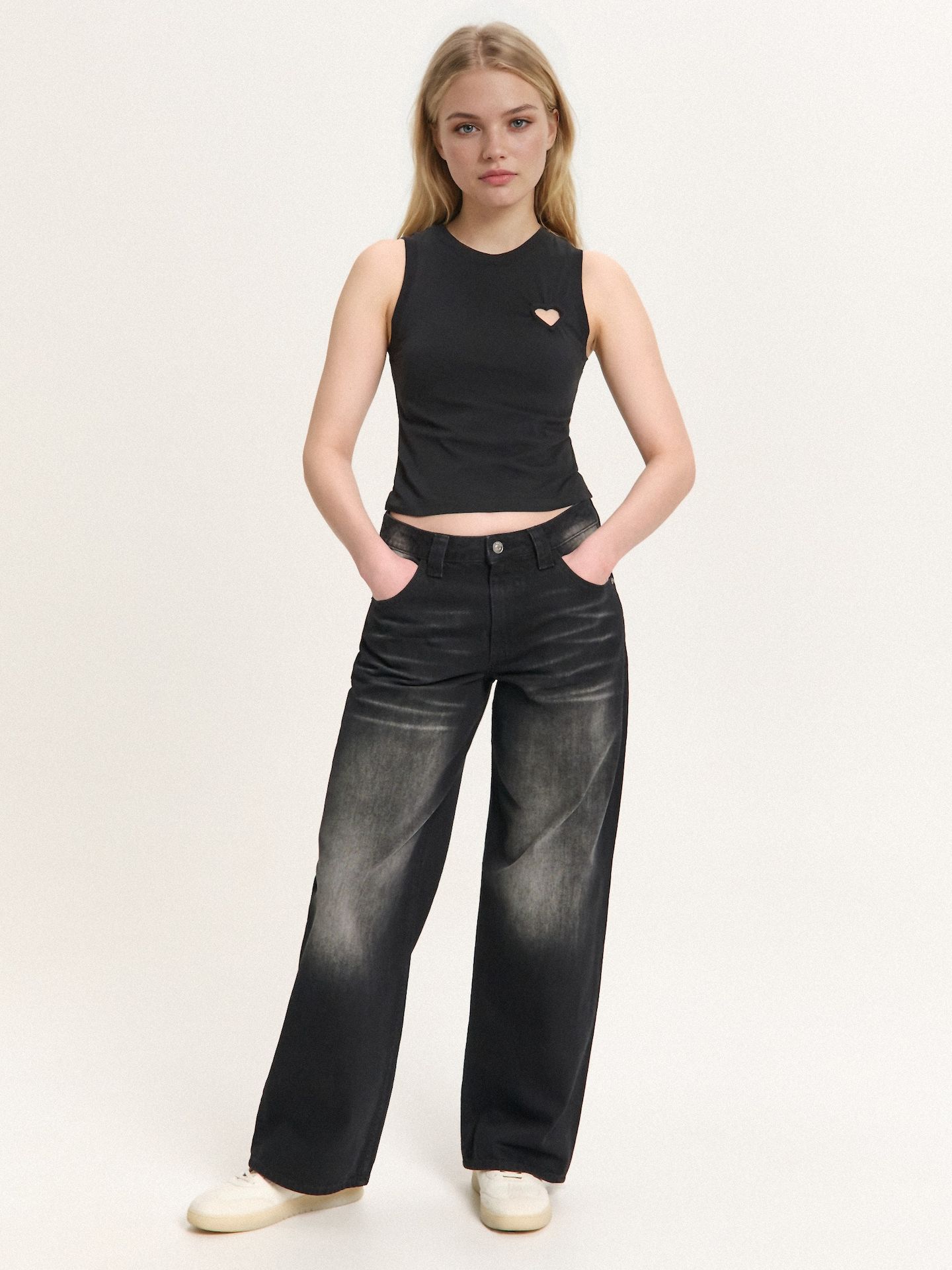 Cropp - Blusa blanca - Negro - Cropp - Modalova